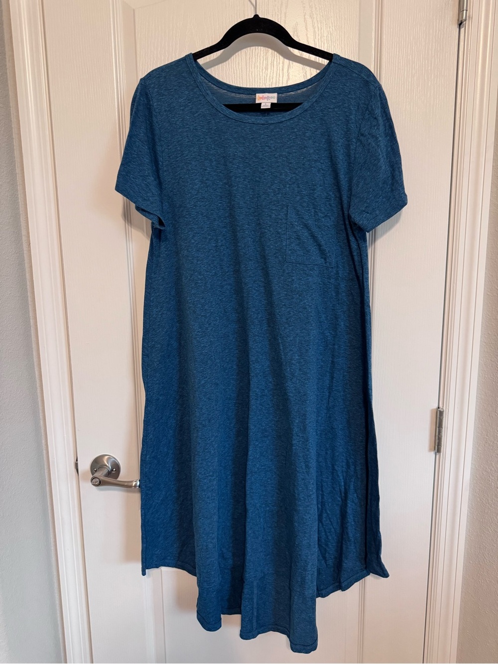 LuLaRoe Carol Teal Blue Heathered Midi T-Shirt Dress